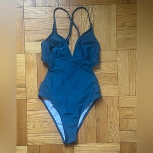 Deep Teal One-Piece Cutout Swimsuit